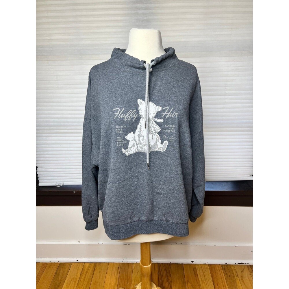 Asian Fluffy Hair Teddy Bear Graphic‎ Sweatshirt